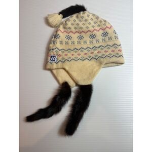 Murray Merkley Handmade Wool Hat Fair Isle Fur Trim Winter Trapper‎